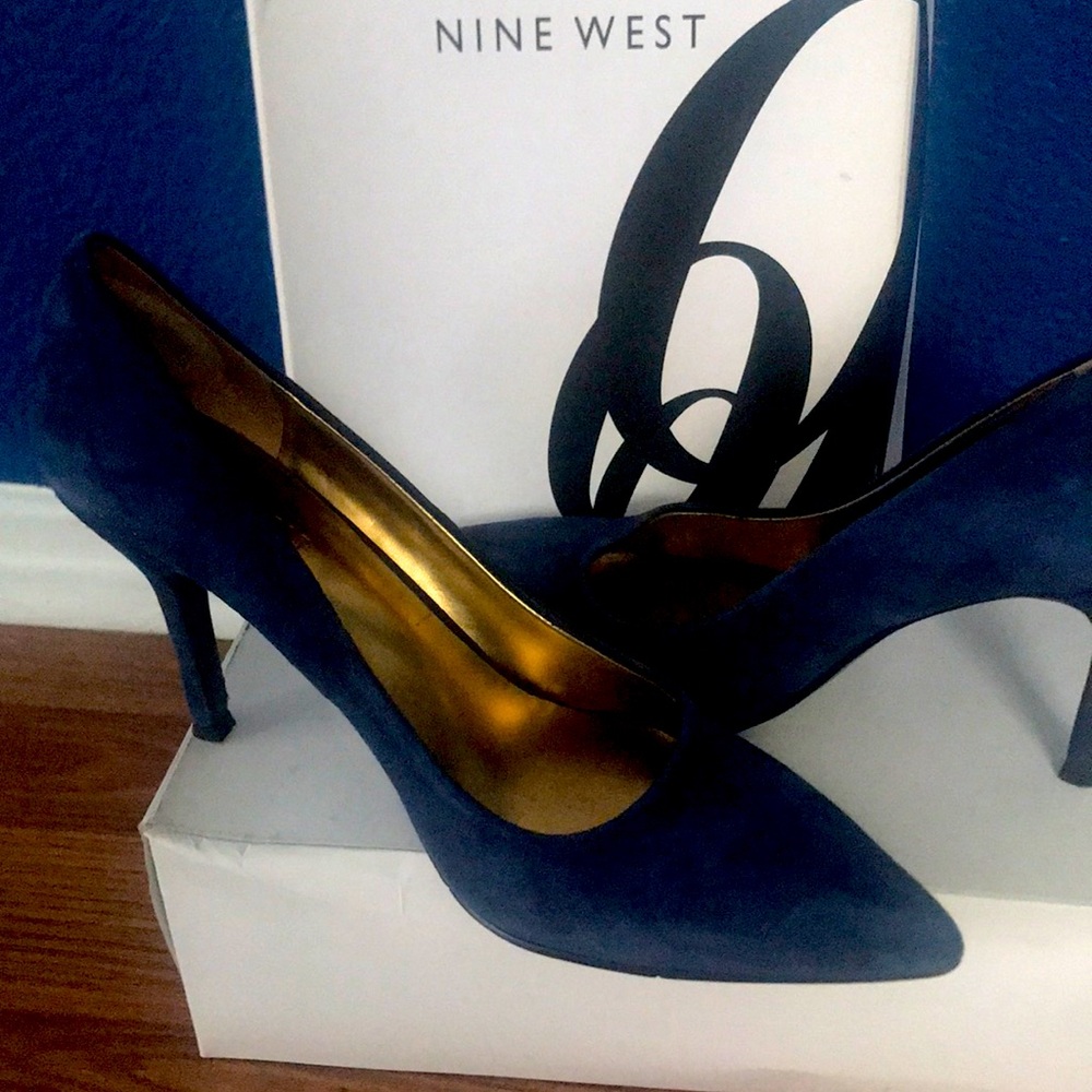 Navy blue suede heels